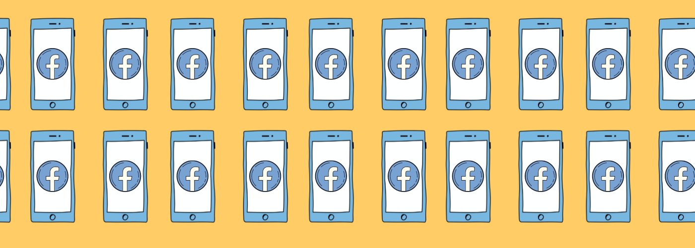 smartphone icons with the Facebook icon