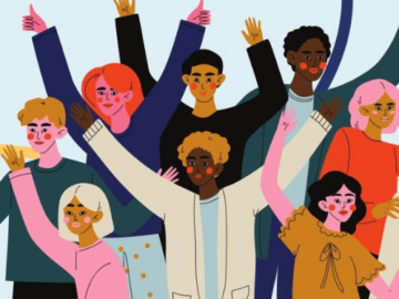 people raising their hands in a crowd
